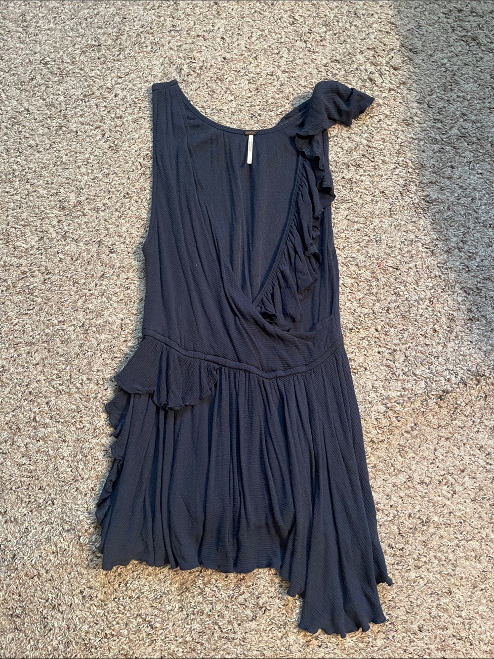 Free People Navy Blue Ruffle Tank